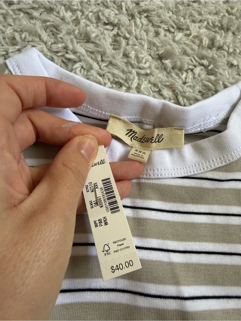 Madewell The '90s Shell Tank in Compact Cotton Sz XXS NWT $40 - Picture 5 of 8